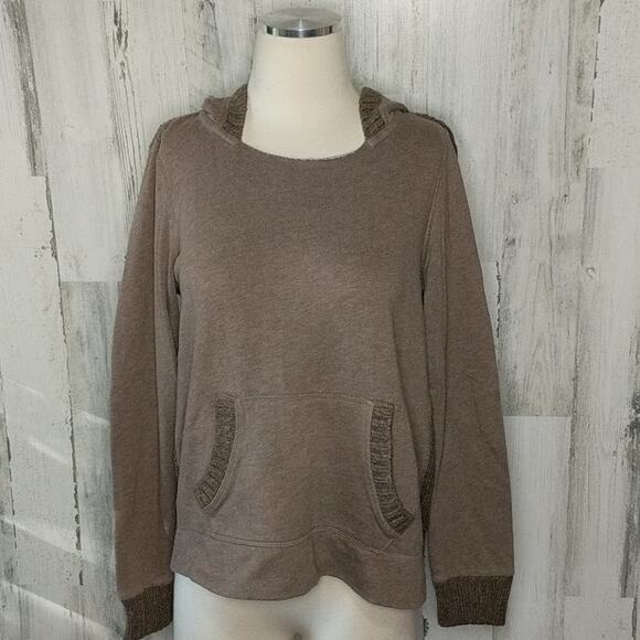 AEROPOSTALE Tan Hooded Cable Sweater Sweatshirt Medium - Picture 1 of 8